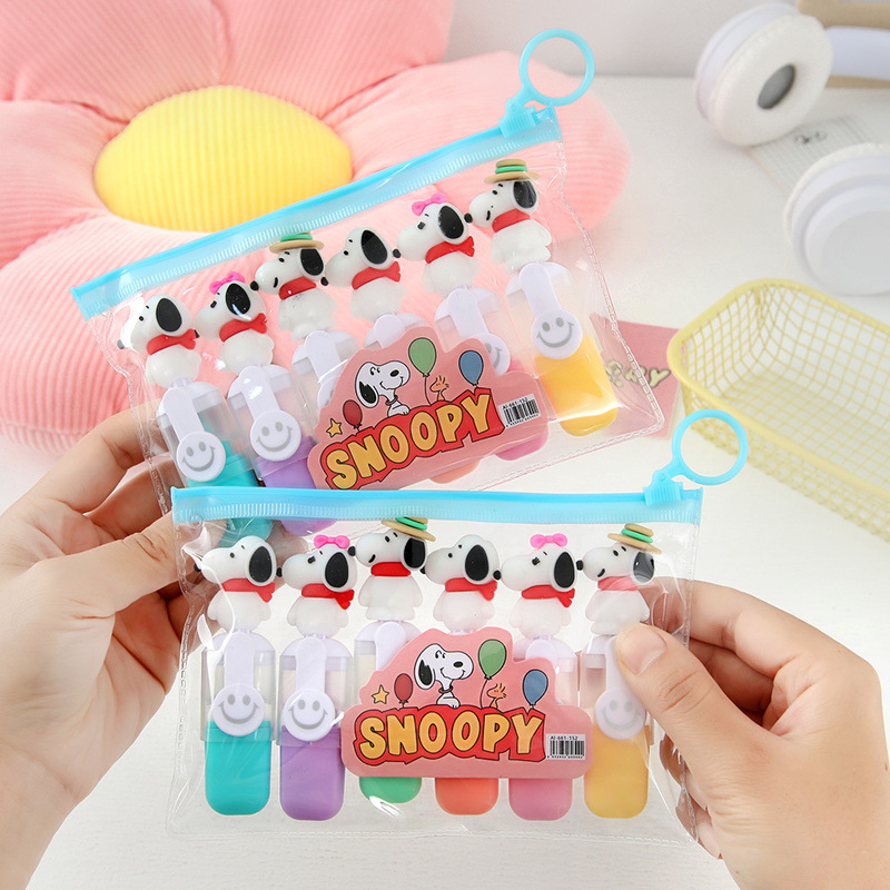 かわいいスヌーピー蛍光ペン高価値日本製ミニ6色セットカラーマーカー学生キーマーカー|undefined