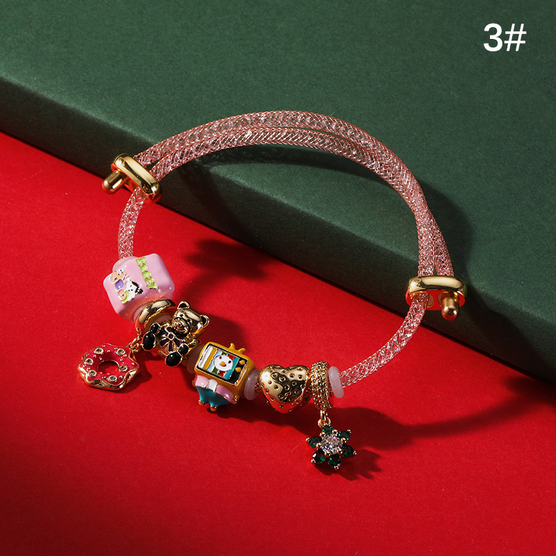 Fashion Cartoon Copper Enamel Inlay Zircon Bracelets 1 Piece