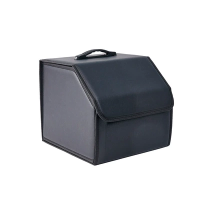 Car supplies hot-selling trunk foldable car storage box car supplies printable LOGO leather storage box (Car storage bag/box) - black-top-handle-small-size