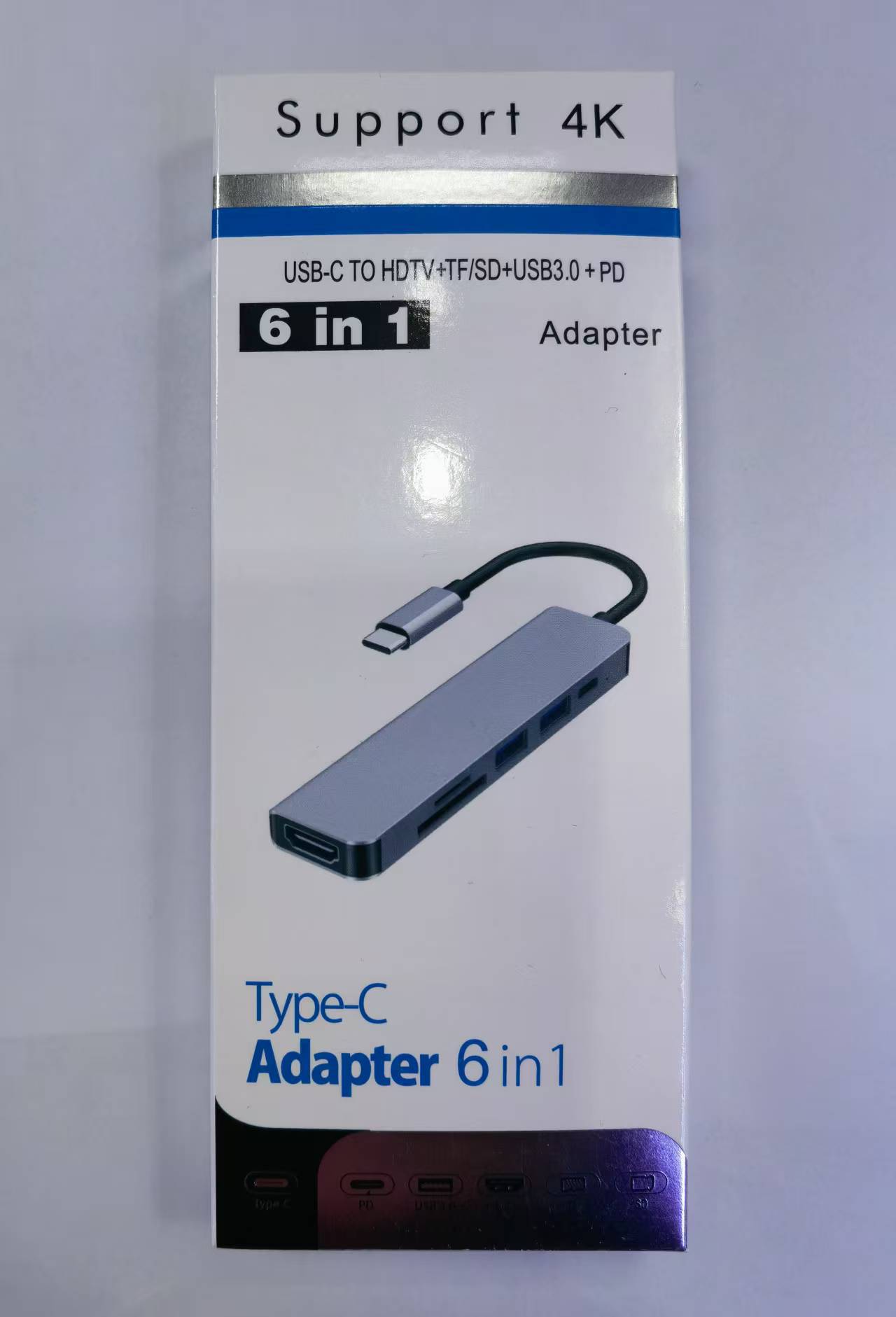 6-in-1 2USB+HD+SD/TF+PD