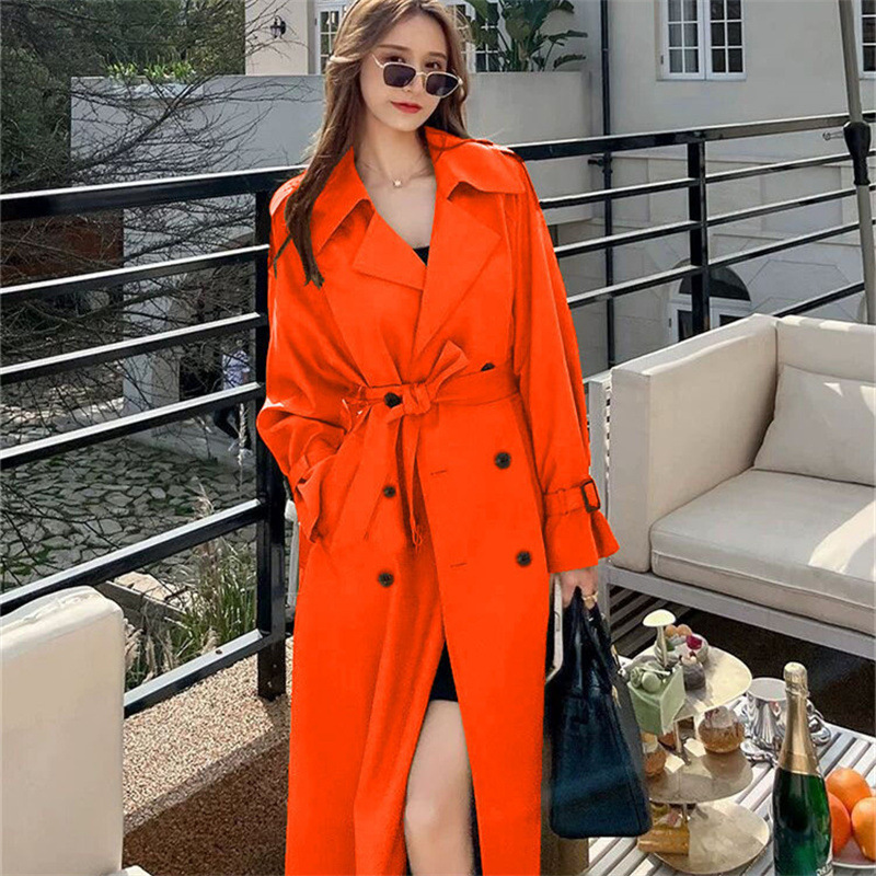 Women's Mid-Length Trench Coat 2026 Spring and Autumn New Korean Style Plus Size Petite Trendy British Style Over-The-Knee Coat