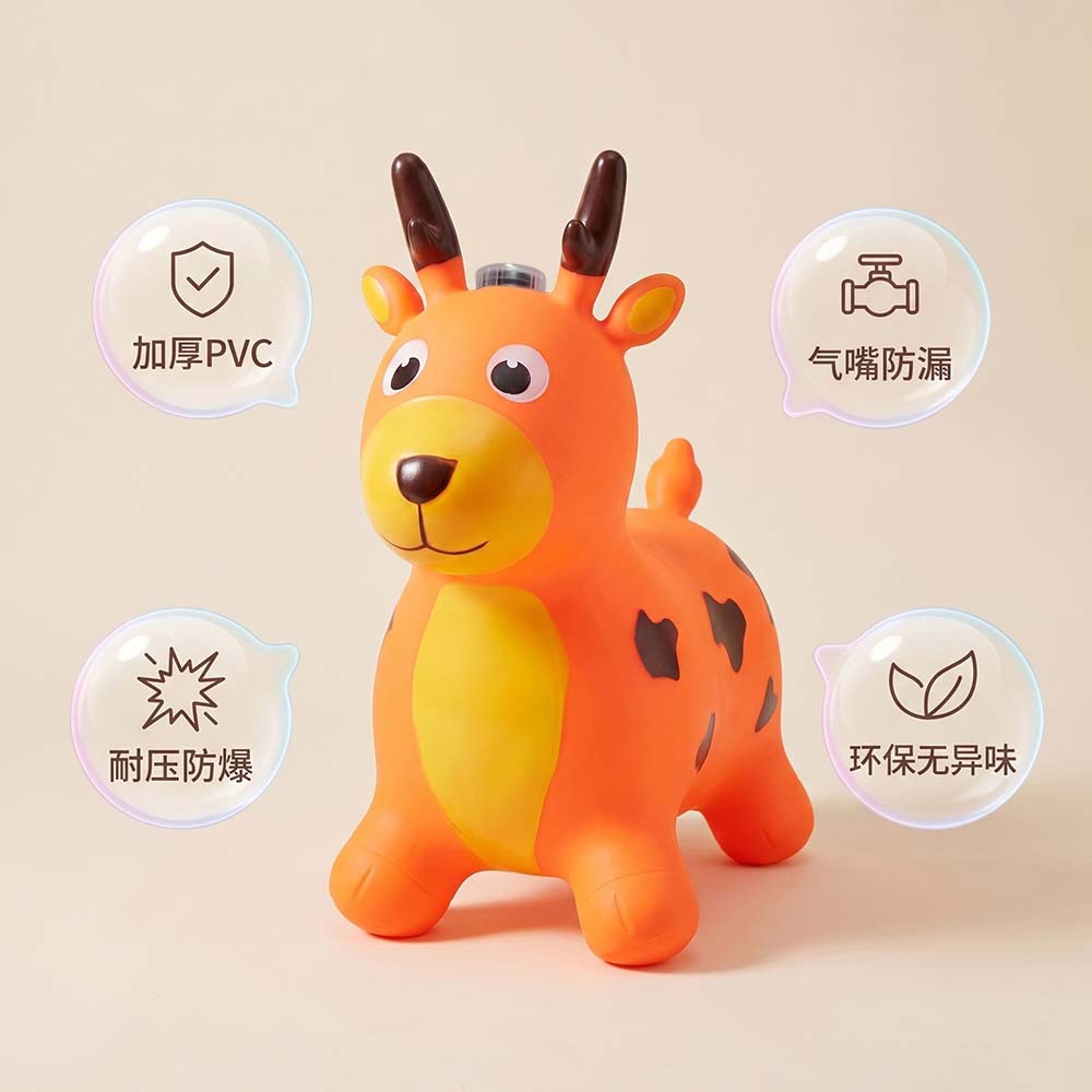 Musical Bouncing Horse Reindeer Children's Inflatable Explosion-Proof Toy, Enlarged and Thickened Ride-On Toy for Babies, Musical Deer
