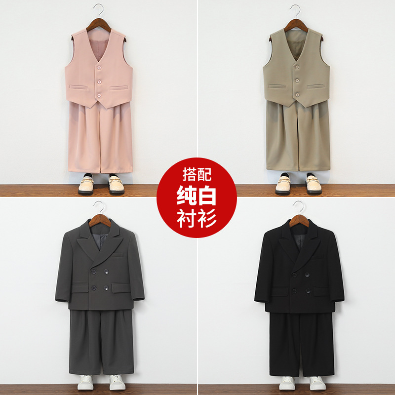 Children's Suits, Boys' Spring and Autumn Stylish Suits, Flower Boy's One-Year-Old Formal Wear, Boys' Host Piano Performance Outfits