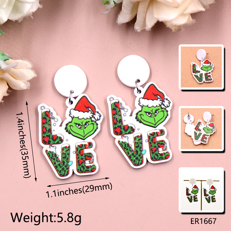 Fashion Letter Arylic Printing Womenu0027S Drop Earrings 1 Pair