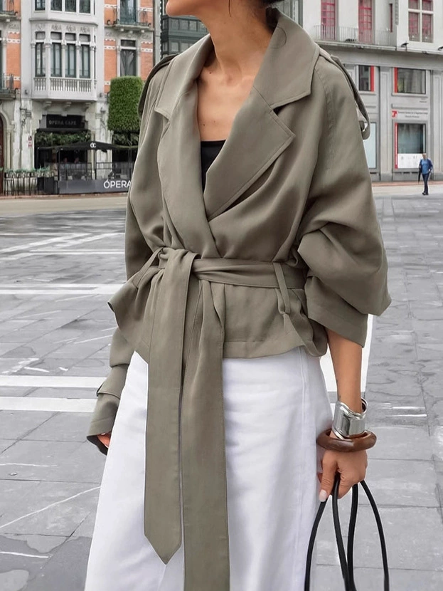 Куртка для отдыха, trench coat, осень, европейский стиль, стиль высокого качества, яркий запоминающийся стиль