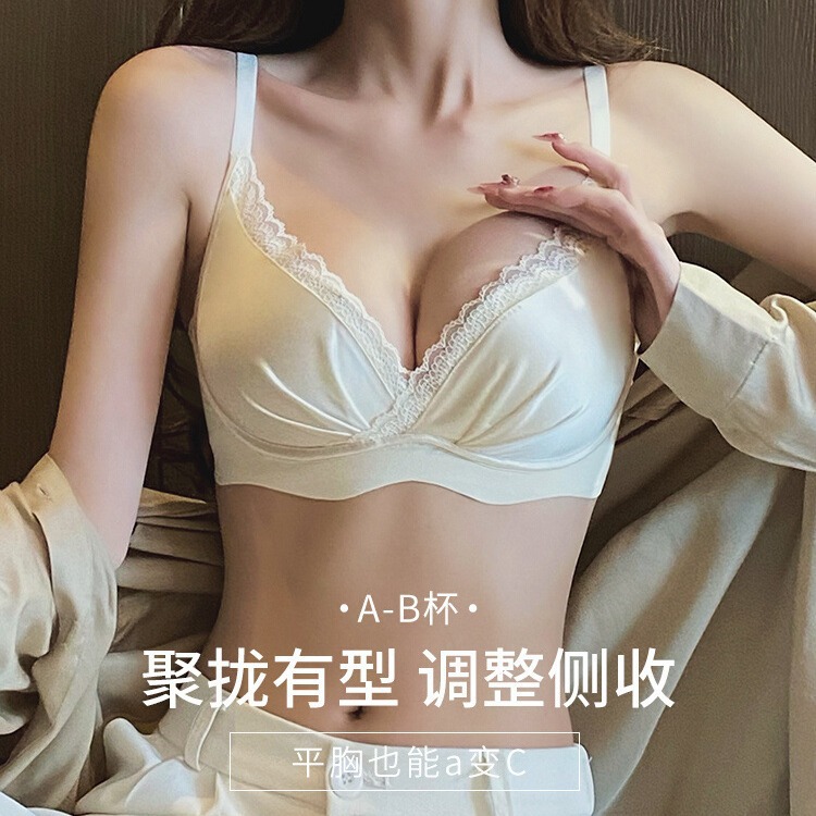 원래 새로운 스타일 브래지어 속옷 작은 가슴 들어 강철 반지 없음 보조 유방 조정 가능한 브래지어 섹시한 레이스 안티 외부