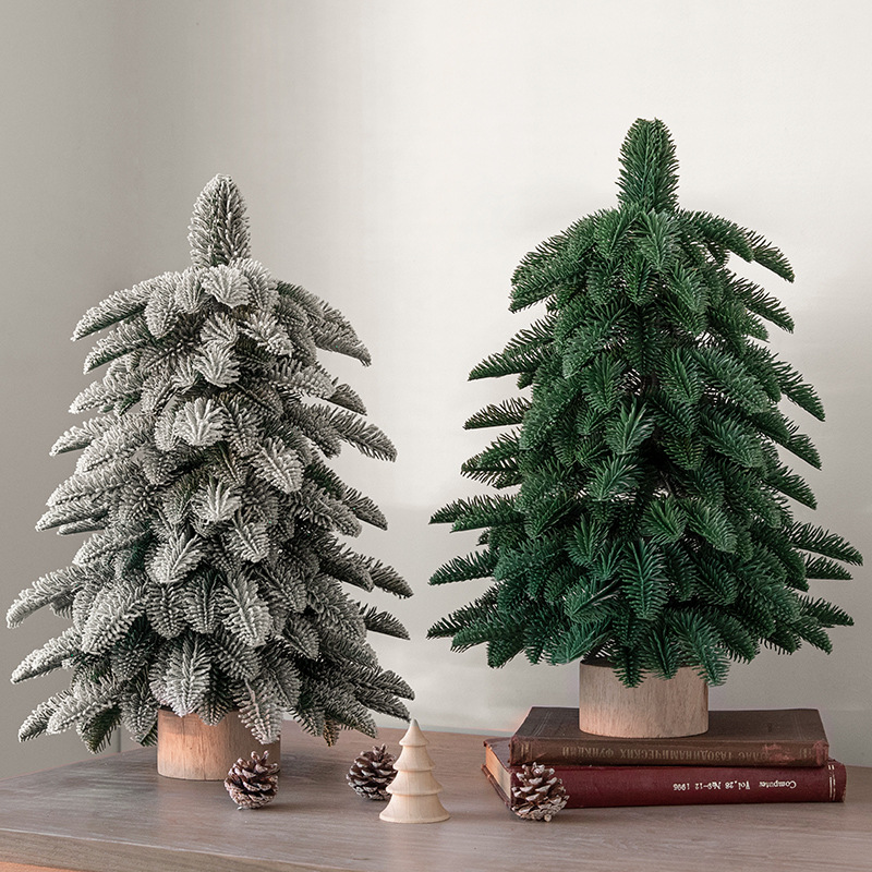 Gangheng árbol de Navidad verde 55cm simulación norbison PE hoja mini flocado decoración del árbol de Navidad árbol de nieve de lujo