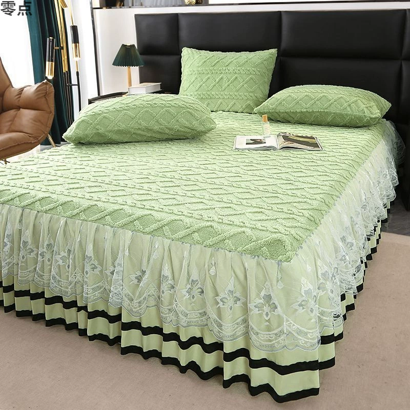 Повседневная юбка для кровати из молочного бархата, цельная зимняя флисовая подкладка, коралловый бархат, простыни, покрывало, фланелевое нескользящее покрывало, удобное и мягкое