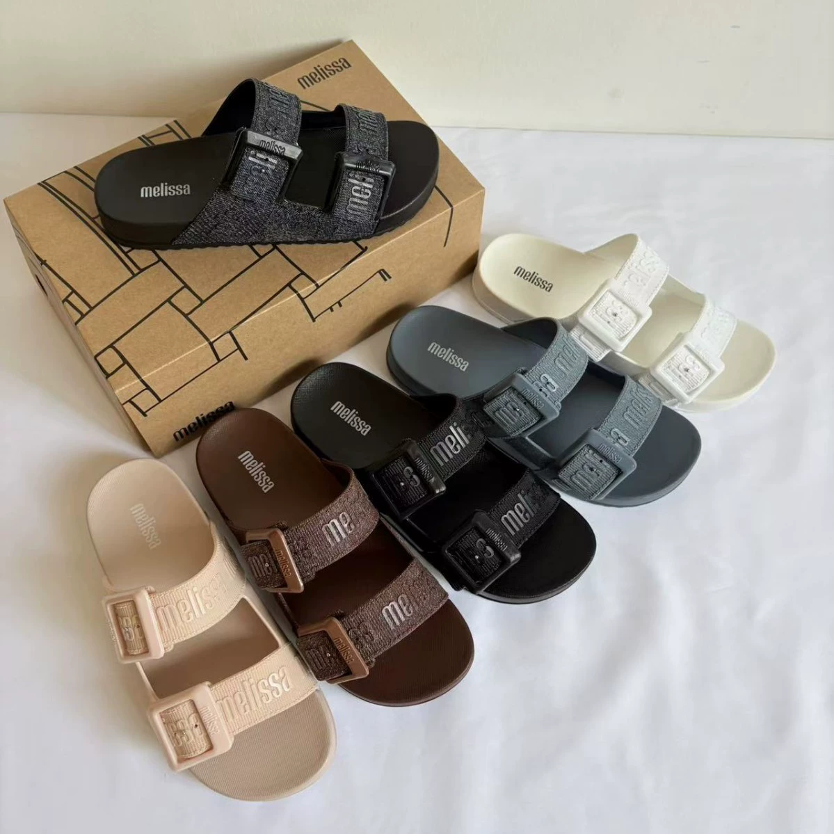 2025 женские бразильские сандалии Melissa новый стиль Melissa drag двойная пряжка обувь облегчённый внешний вид пляжная обувь