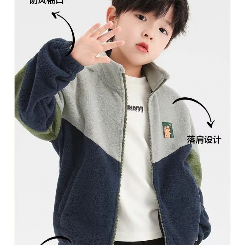 아동복 소년 2023 년 새 코트 가을과 겨울 얇은 어린이 탑 야외 한국 스타일 바느질 양털 코트