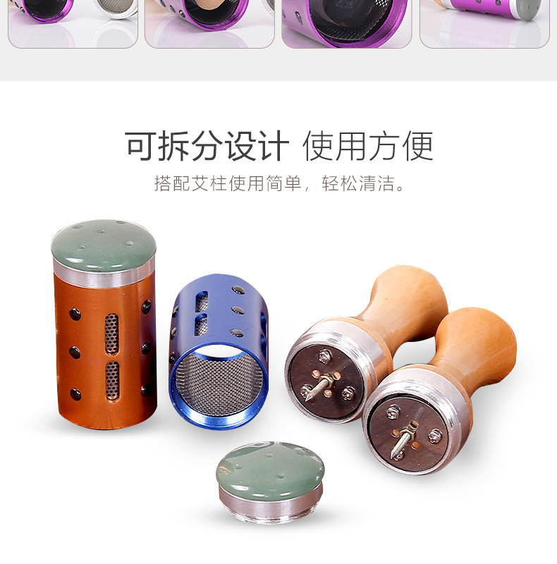 Jade Moxa Roller Stick Handheld Warming Facial Massage Tool Stainless Steel Purple Jade Moxibustion Bar in use