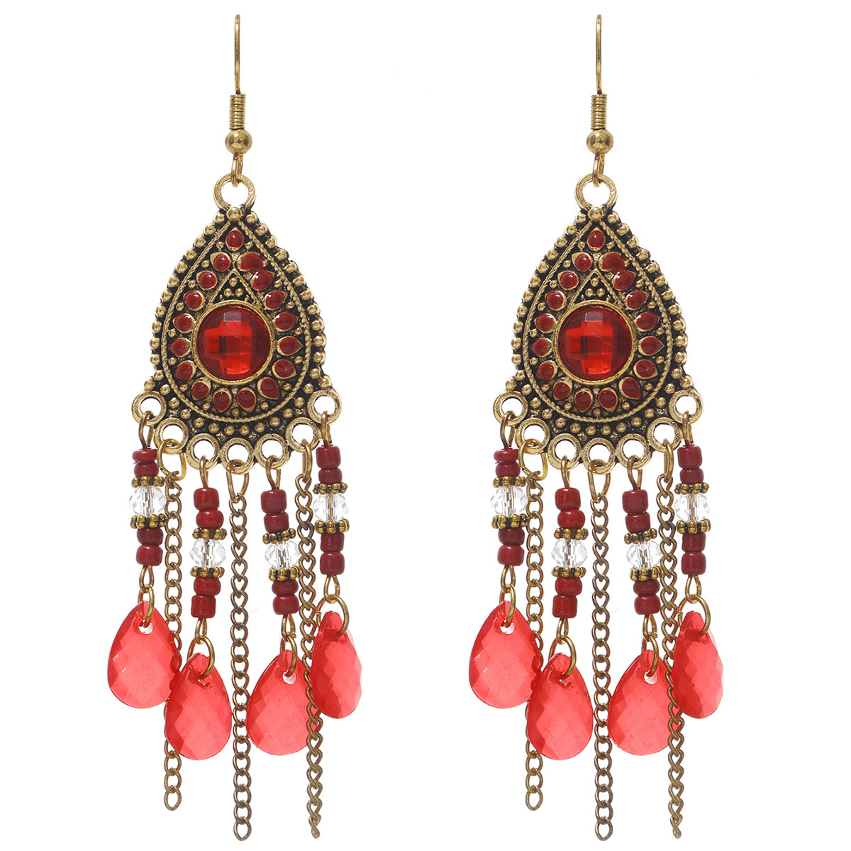 Europa y América bohemia pingüe aretes de piedra de turquesa minoría retro auriculares personalidad temperamento auriculares al por mayor