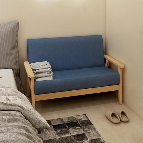 Wholesale Japanese-style sofa, small apartment minimalist solid wood style double chair, leisure rental room bedroom mini single two-person