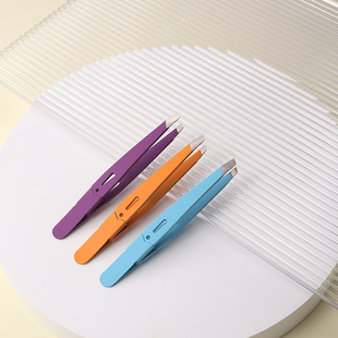 Colorful Spring Tail Eyebrow Tweezers Stainless Steel Slanted Eyebrow Trimming Set Beauty Tools Customizable Wholesale Eyebrow Shaping