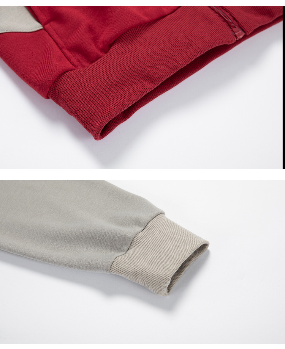 Men's Clothing Long Sleeved Hooded Contrast Color Sports Two Piece Suit_voghion.com