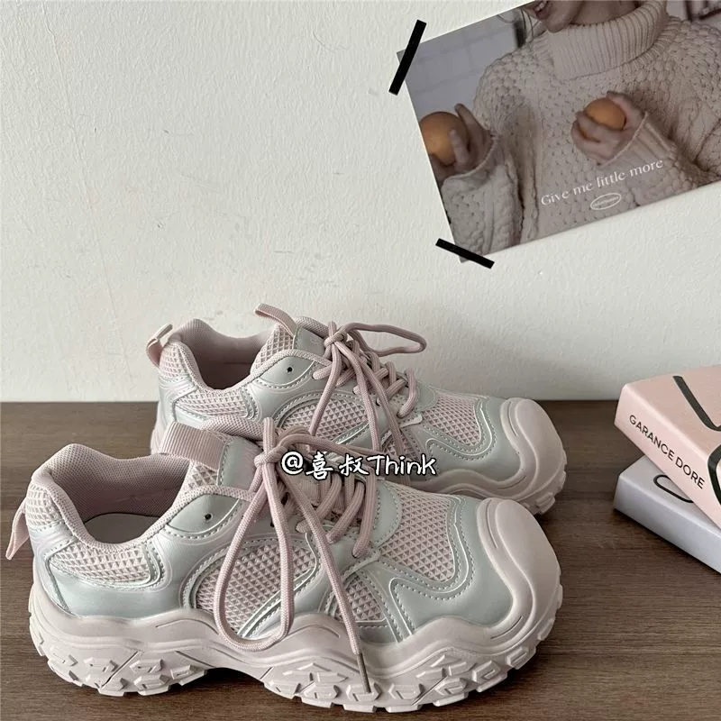 Новая весенняя и летняя модель большая голова уродливая обувь 2024 сетка одна обувь дышащая повседневная спортивная обувь с толстой подошвой