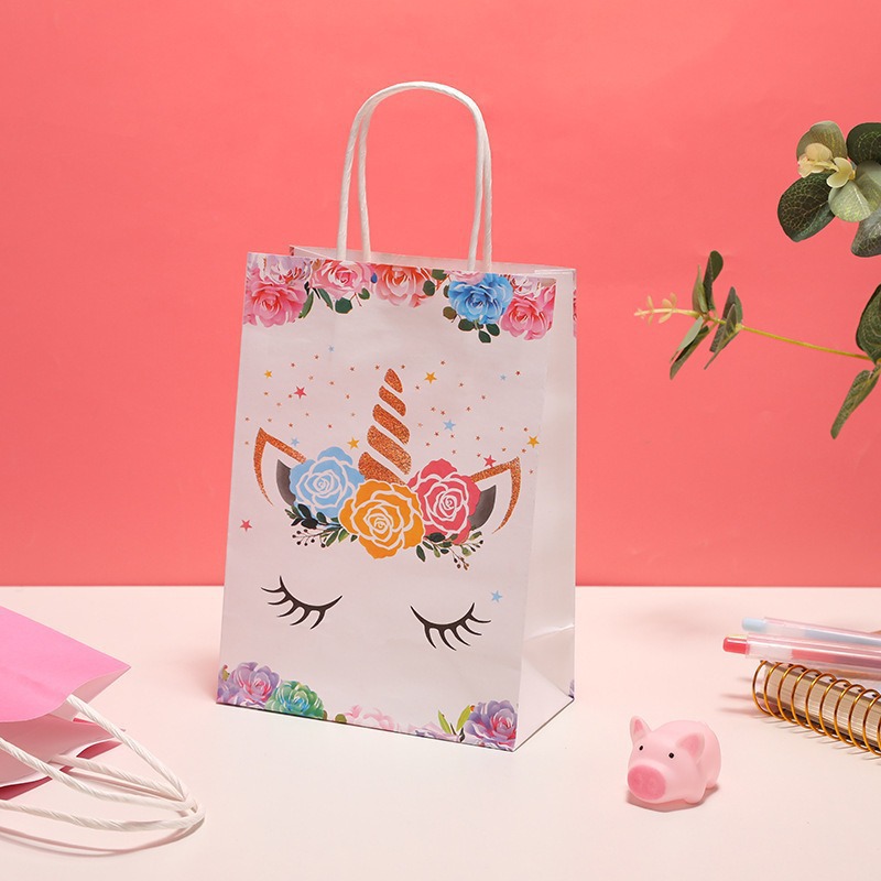 Bolsas de regalo de cumpleaños, bolsas de cartón cartón, bolsas de embalaje para llevar, bolsas de embalaje de regalo de fiesta para niños, bolsas de mano