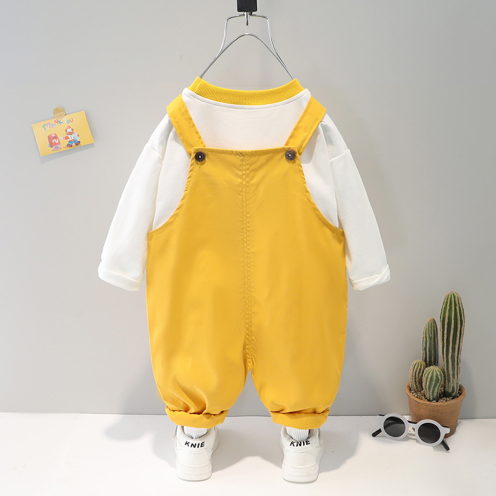 3077 Primavera e Outono Infantil Bebê Camiseta Alça Calça Casual Esportes Manga Comprida Conjunto de Duas Peças_voghion.com