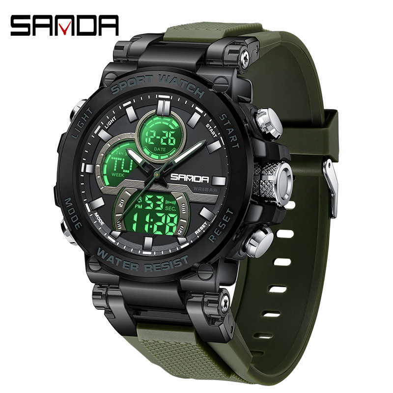 SANDA reloj electrónico transfronterizo personalidad cool reloj de pulsera estudiantes luz nocturna multifuncional moda reloj de pulsera para hombres 6183