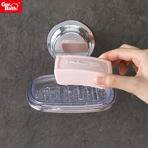 No-punch soap box double-layer soap rack stainless steel storage rack bathroom transparent thickened soap rack