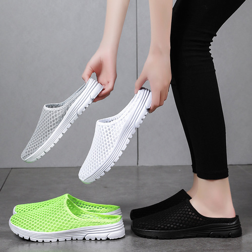 Women's Slippers Cross-border Plus Size Breathable Mesh Surface Shoes Soft Bottom Non-tiring Casual Shoes One-piecer Lazy Shoes Dropshipping