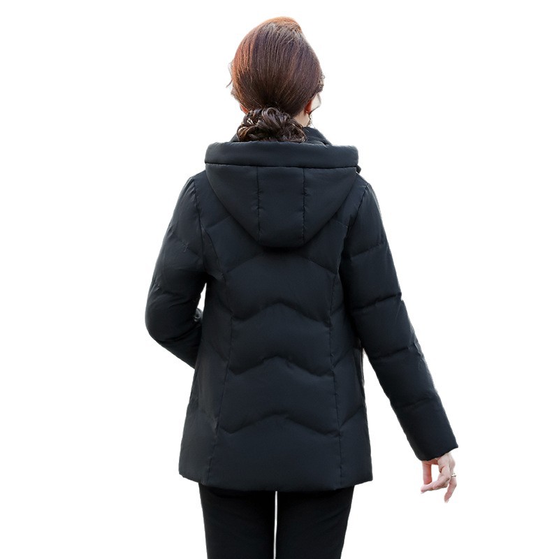 Fábrica directa de edad media y vieja chaqueta encapuchada 2025 invierno nuevos productos gruesos de calentamiento de damas chaqueta de plumón blanco image 5