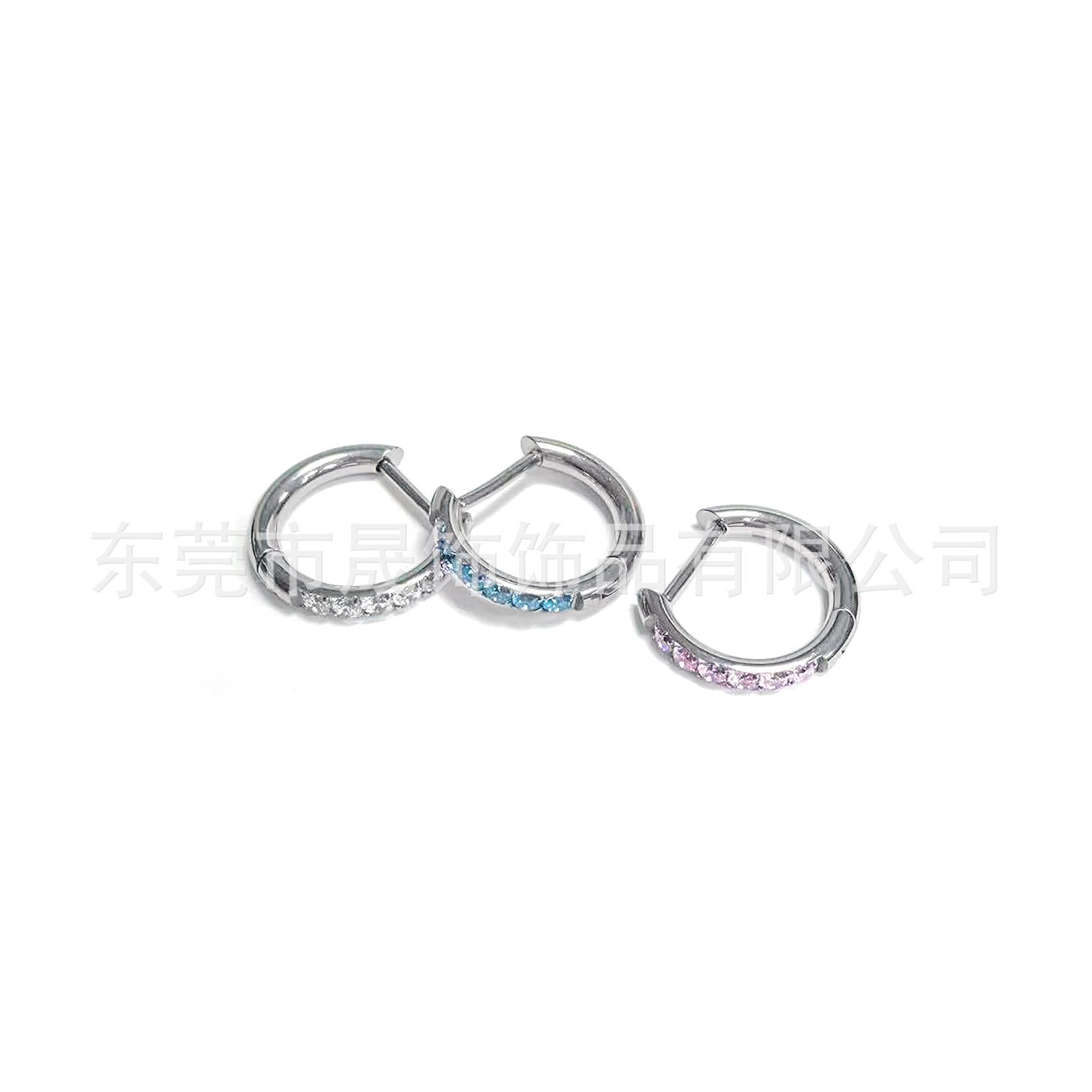 F136 Titanium Alloy Earring D 半 Diamond 直 Needle Ear 扣 Studded 5A Cubic Zirconia 无缝圈G23 Titanium 人体 Piercing Jewelry