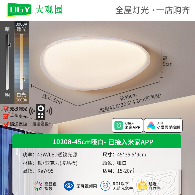 Daguanyuan sala de estar adoquines lámpara de techo moderno y simple nube de protección ocular de espectro completo 2025 nueva lámpara Zhongshan