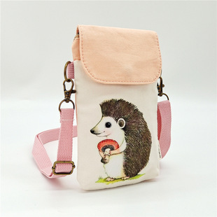 New Summer Trendy Bag Color Printing Fresh Painting Women's Bag Canvas Printed Hand Crossbody Mobile Phone Bag