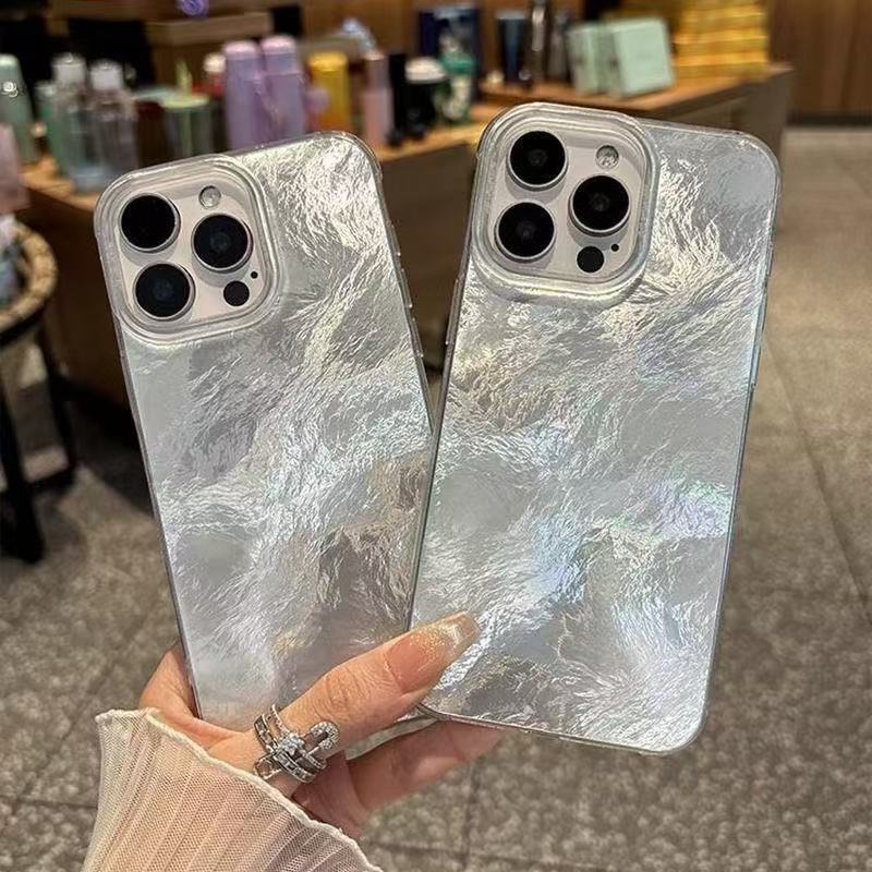 水波纹冰川壳适用苹果16手机壳iPhone17pro max小众风15/14高级感