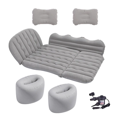 Vehicle-mounted inflatable bed – SUVs, for sleeping in the car - default-item-thickened-flocked-37-size-large-side-barrier-in-gray-dual-storage-ottomans-electric-pump