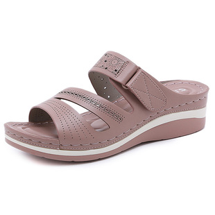 (Special offer not available) Sandals Women's Buckle Stitch sandals Cross-border Thick High-heeled plus size Comfortable Slippers