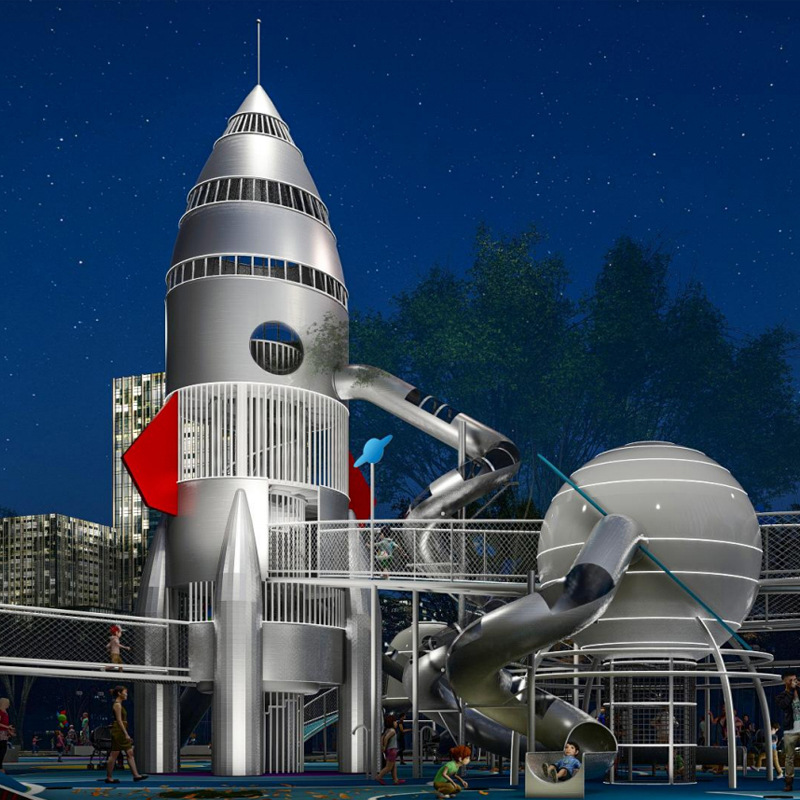 Mutong escena nocturna Parque de Atracciones sin motor EQUIPO DE ATRACCIONES parque temático punto escénico gran empresa de diseño de diapositivas de acero inoxidable