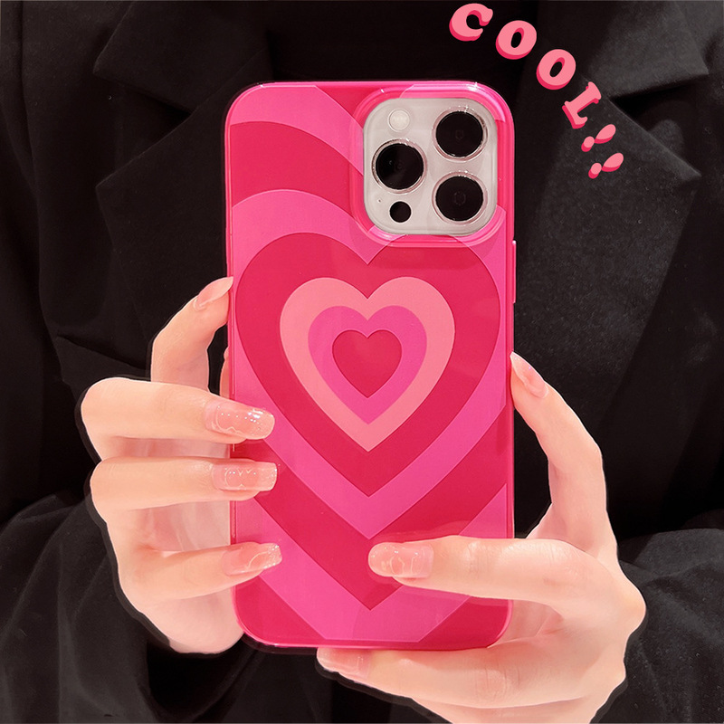 Sweet and Cool Ins-Style Heart-Shaped iPhone 15 Pro Max Case Suitable for iPhone 17, Apple 11, Anti-Drop 14, Soft Case 13, 16