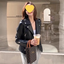 爆款黑色皮衣外套女秋冬新款韩版休闲显瘦机车服羊皮夹克女高级感