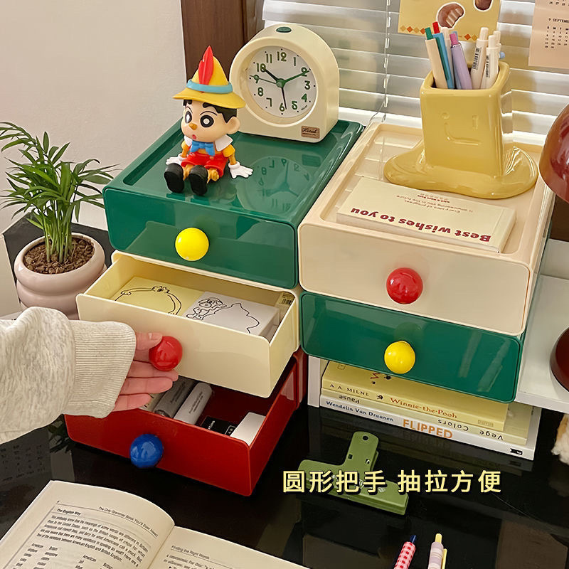 도파민 컴팩트 데스크탑 서랍형 수납함 잡화 문구류 귀여운 박스 데스크 수납 워크스테이션 정리함