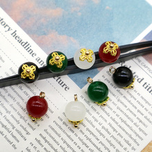 金属花托仿玉石国风扣DIY旗袍马甲装饰扣扣子