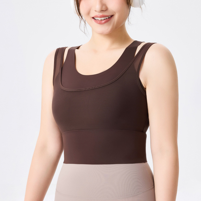 [Precio de un bocado] chaleco deportivo de cinturón de hombro integral gimnasio grasa MM tamaño grande sin marcas delgada chaqueta de yoga para mujeres