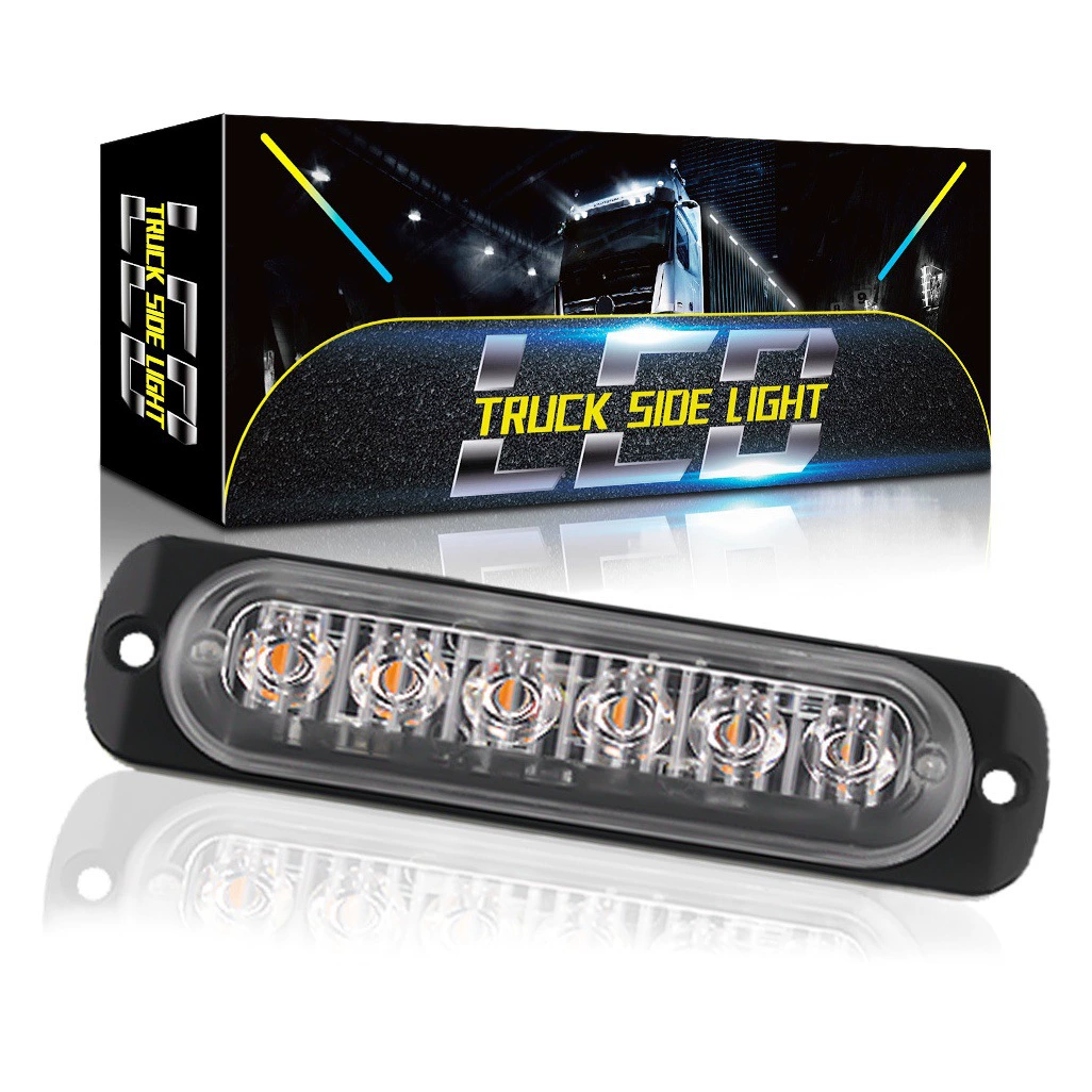 Ультратонкий сигнальный фонарь HYXJ с 6 светодиодами, стробоскоп для мотоциклов и пикапов, универсальный 12-24В, указатель поворота, боковой сигнал