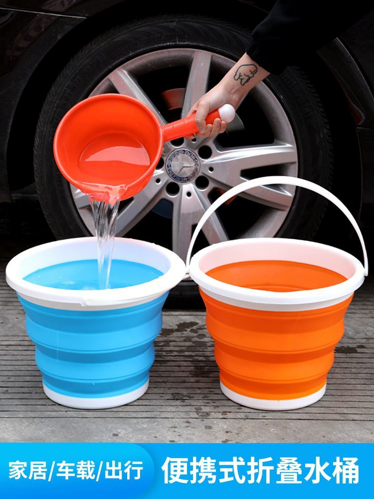 Handheld silicone plastic universal bucket for traveling for home use