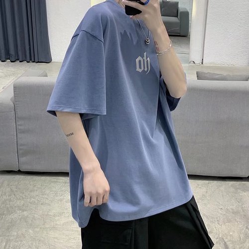 Men's Short Sleeve T-Shirt Trend Brand Instagram Top Summer Teenagers Junior High and High School Students Fat and Large Size Pure Cotton T-Shirt