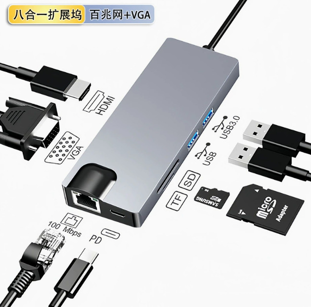 Cross-border 8 - in - one docking USB3.0hub para macbook ipad docking OEM personalizado mayorista image 26