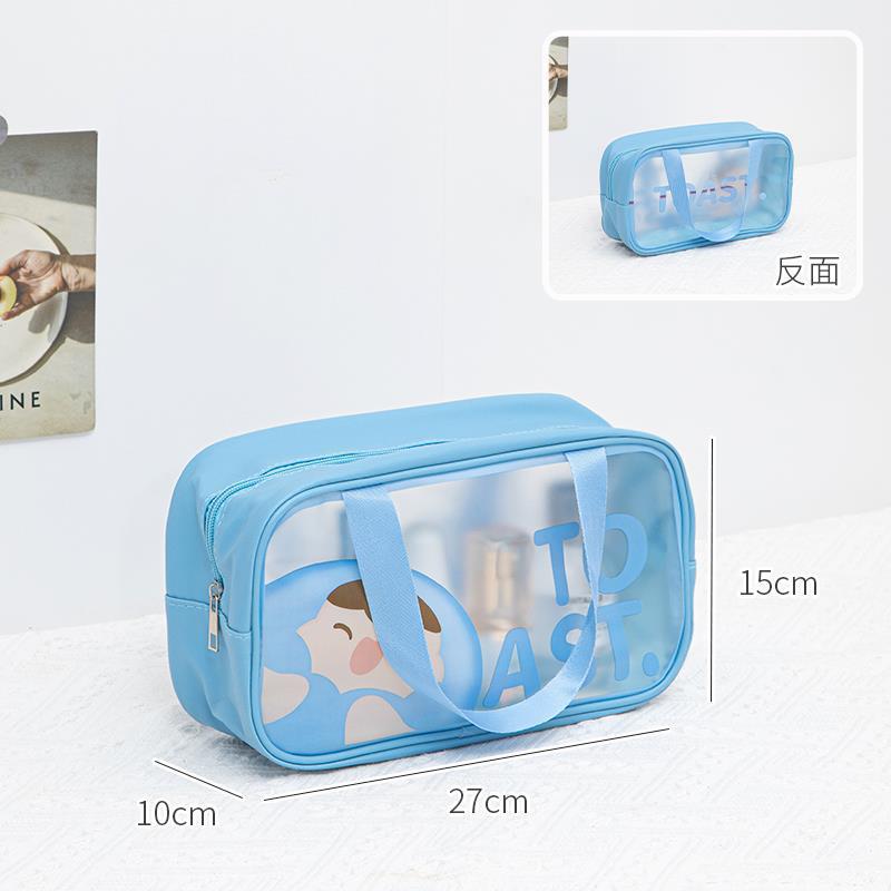 Bolsa de cosméticos de dibujos animados lindo de gran capacidad Pu bolsa de lavado a prueba de agua bolsa de almacenamiento transparente de cosméticos de lavado portátil de viaje
