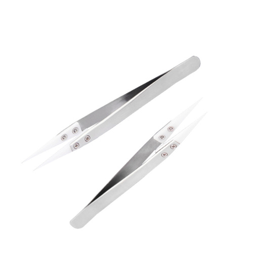 Stainless steel tweezers with replaceable heads, ceramic tweezers, resistant to high temperature, acid and alkali corrosion, DIY tools, anti-oxidation tweezers accessories