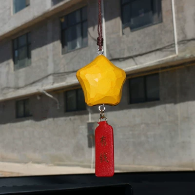 Car hanging Cute Wooden Carving Hanging Ornament - a-lucky-star-is-rich-on-both-sides