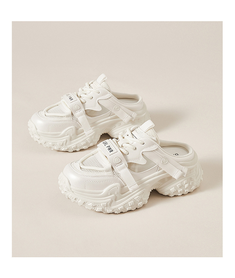Giày sneaker nữ đế dày chunky mũi tròn hở gót lưới thoáng khí — 4625101233 cây lau nhà nửa trắng, 4625101233 Nửa kéo màu tím, 4625101233 màu tím, 4625101233m bạc chi tiết 5