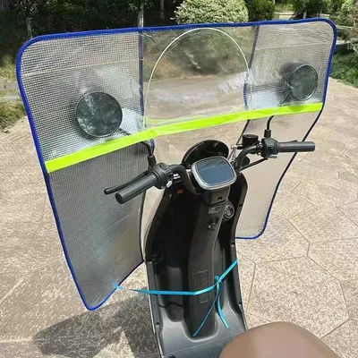 Electric car motorcycle front Motorcycle front windshield - reinforced-version-with-rope-tied-under-the-blue-baffle