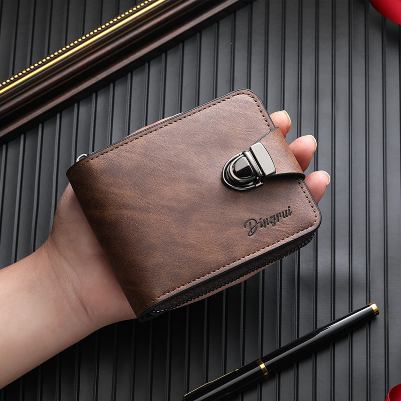 New Lock Pu Short Wallet Fashion Large Capacity Business Retro Coin Purse Manufacturer Ready Stock Wholesale New Lock Pu Short Wallet Fashion Large Capacity Business Retro Coin Purse Manufacturer Ready Stock Wholesale