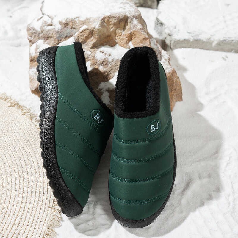2025 Cross-Border Popular Waterproof Cotton Slippers Couple Style Flat Non-Slip Warm Home Shoes Large Size Snow Boots Cross-Border