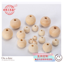 批发大孔木珠 6mm-30mm手工串珠坐垫家具等制作原木散珠枫木圆珠